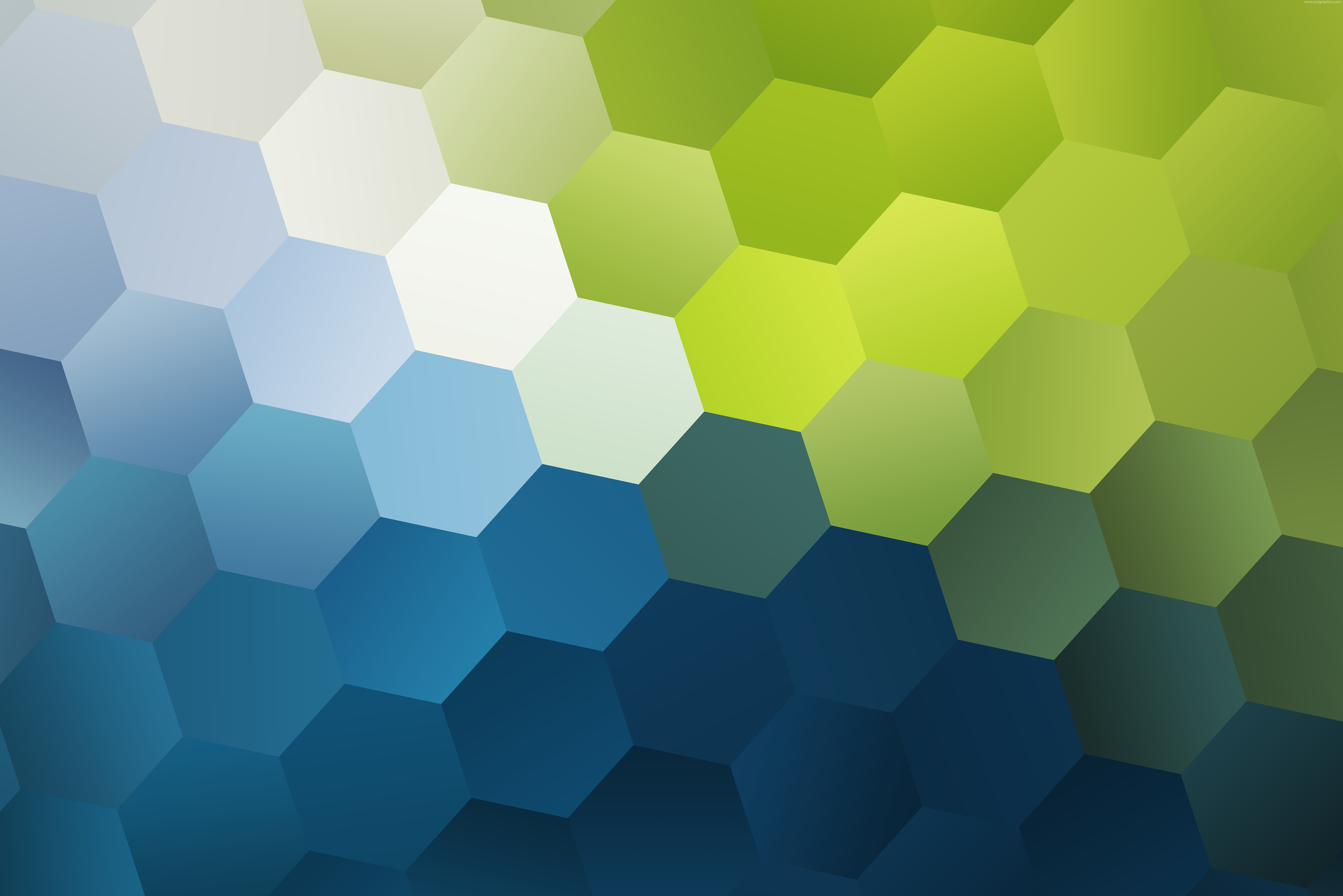 Green And Blue Hexagons Nature Pattern PSDgraphics