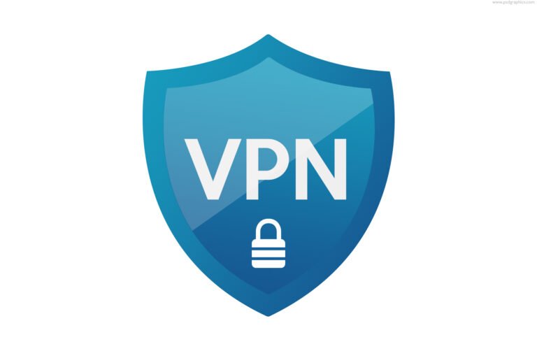 Blue VPN shield icon, download PSD template
